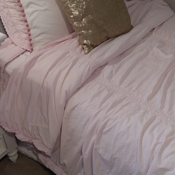 Simply Shabby Chick Twin Pink Ruffled Comforter girls romantic cottage core - Picture 7 of 8